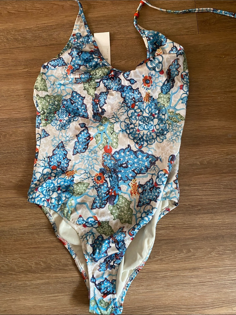 Diane Von Furstenberg Blue Green Floral One-Piece Swimsuit